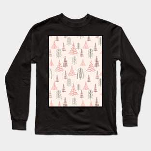 Line Art Evergreens - Gilded Traditions - Minimalist Colorful Holidays Long Sleeve T-Shirt